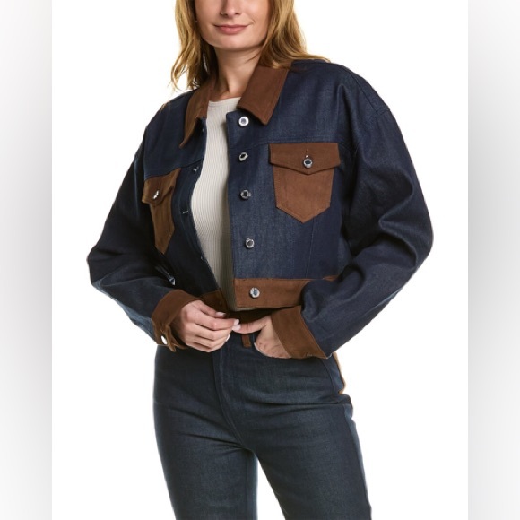 WeWoreWhat Jackets & Blazers - WeWoreWhat jean & brown carpenter utility jacket 1970 crop denim chore coat m